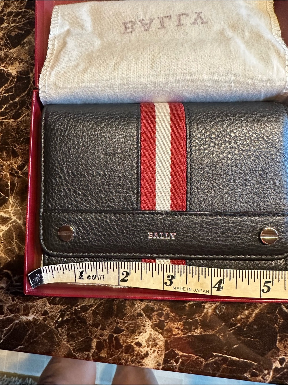 Bally Black Leather wallet with Red and White Stripe - Picture 6 of 13